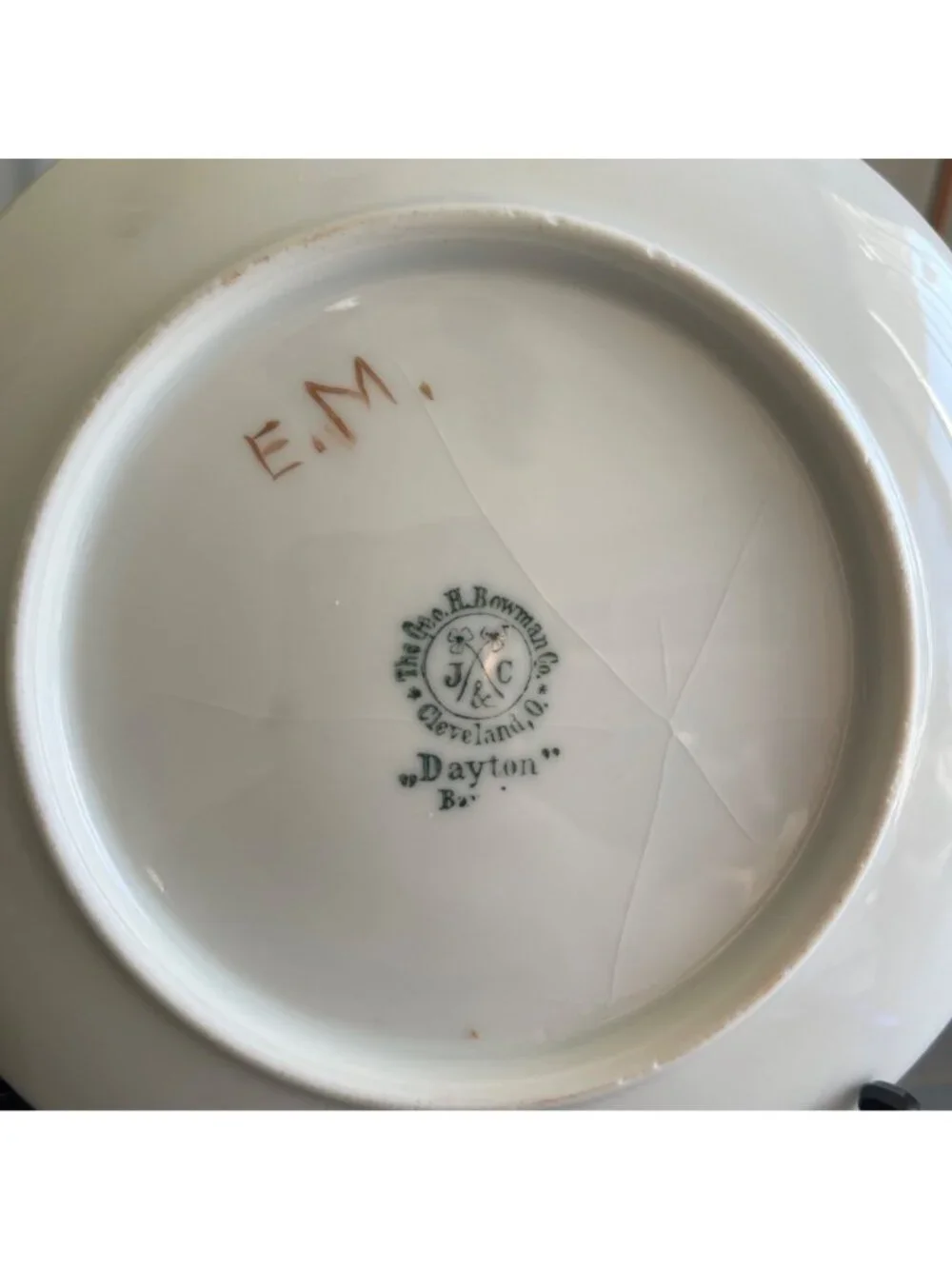Antique The Geo H. Bowman Co Hand Painted Floral Plate